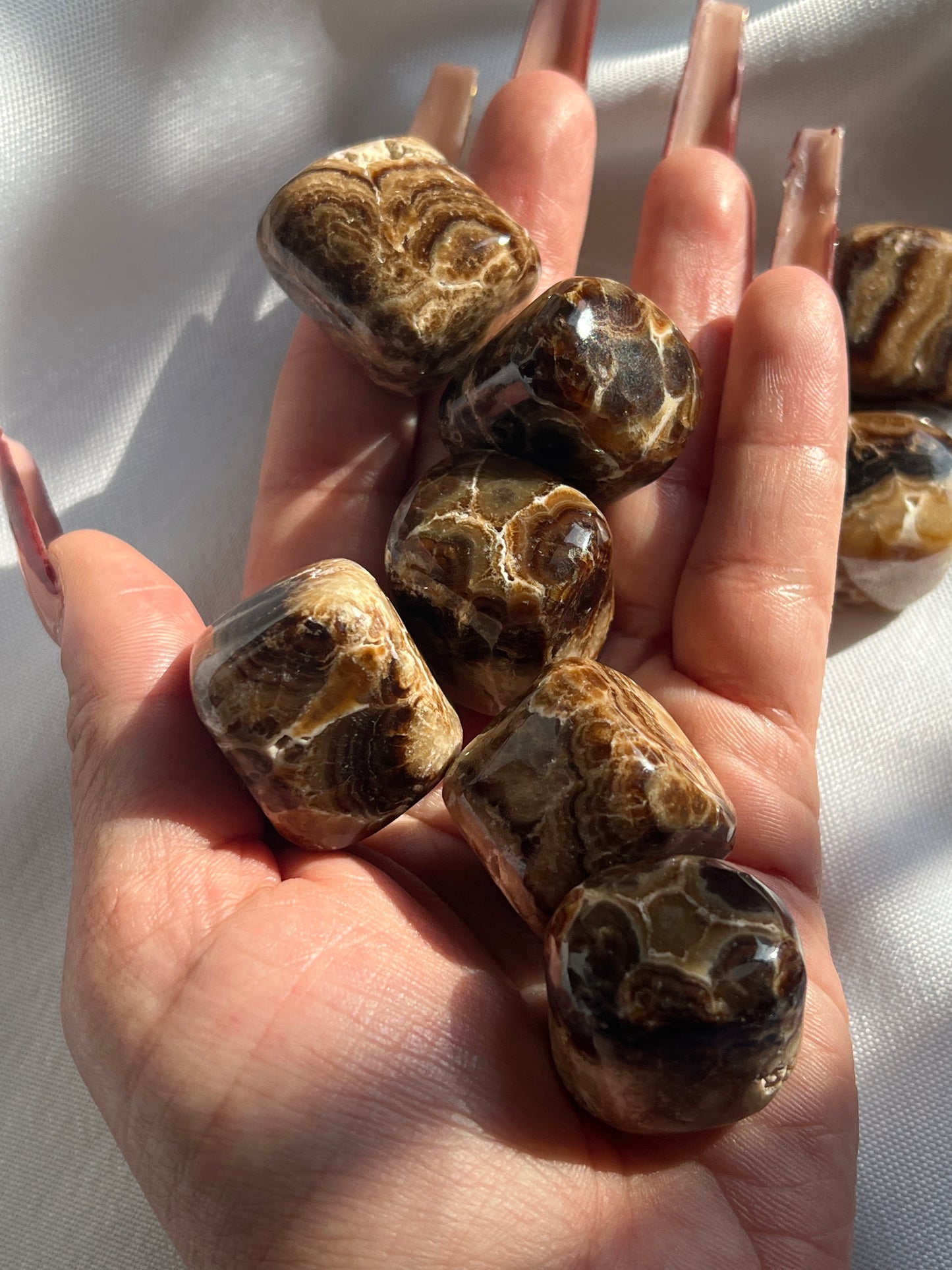 “Chocolate Drizzle” Chocolate Calcite Tumbles