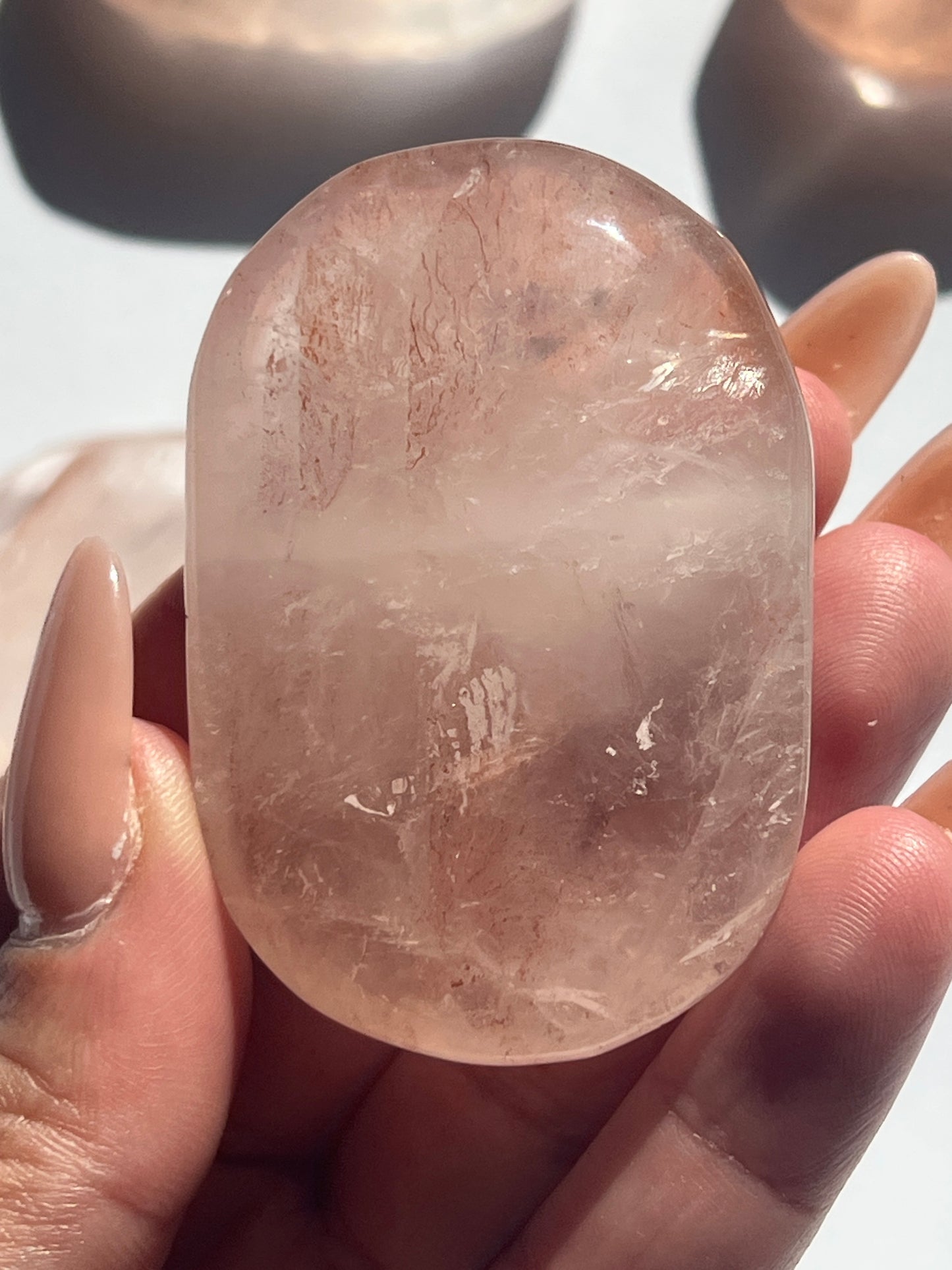 “Love Spell” Rose Quartz & Fire Quartz Palm Stones