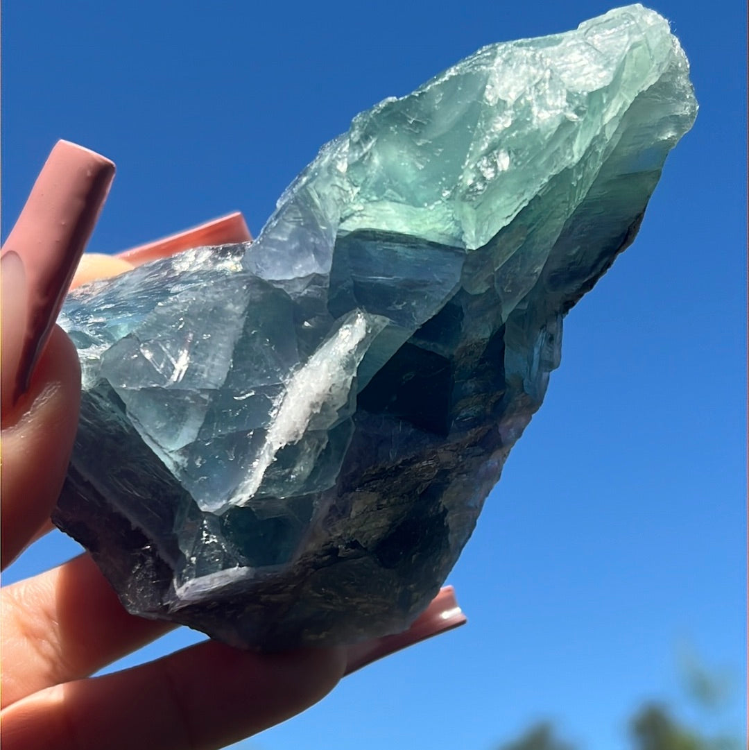 “Tower Atlantis” Rough Rainbow Fluorite Chunk