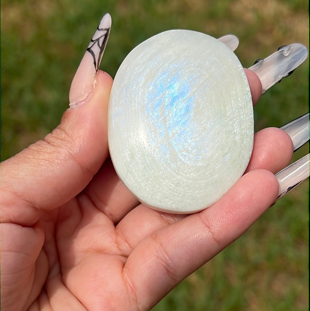 “Lunar Cycle” Moonstone Palm Stones