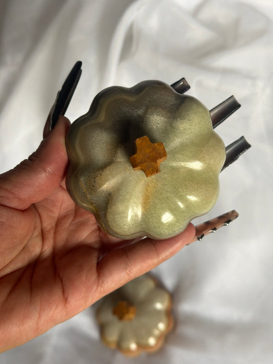 “Sage Patch“ Green Onyx Pumpkins