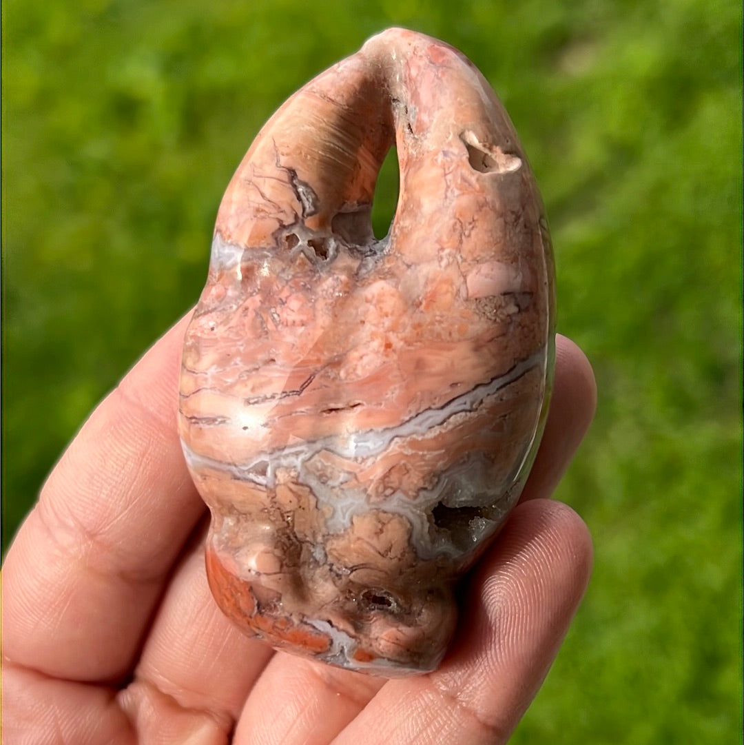 Pink Agate Crab Claw Carvings