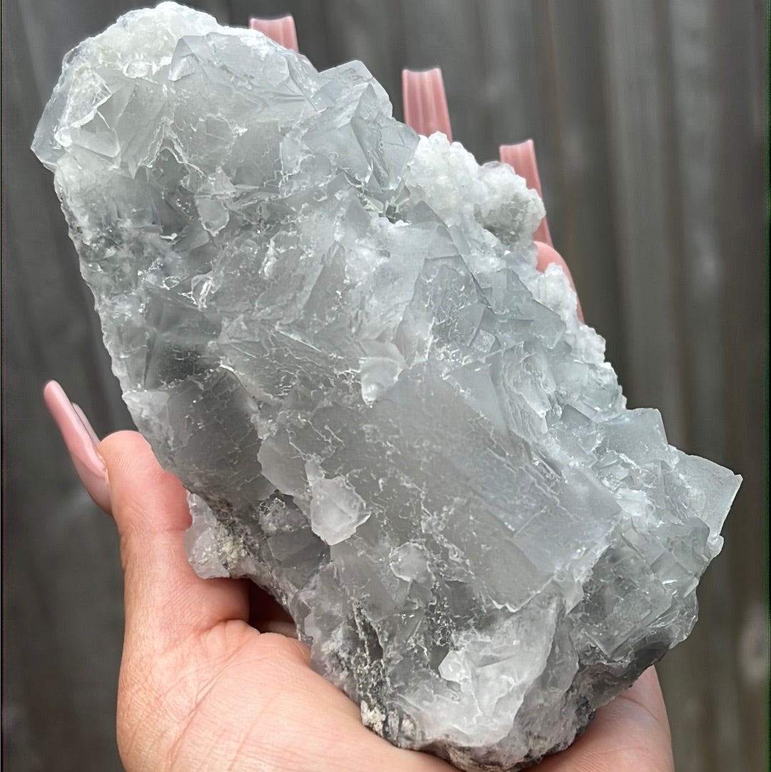 "Slate" Gray-Green Xianghualing Fluorite Cluster