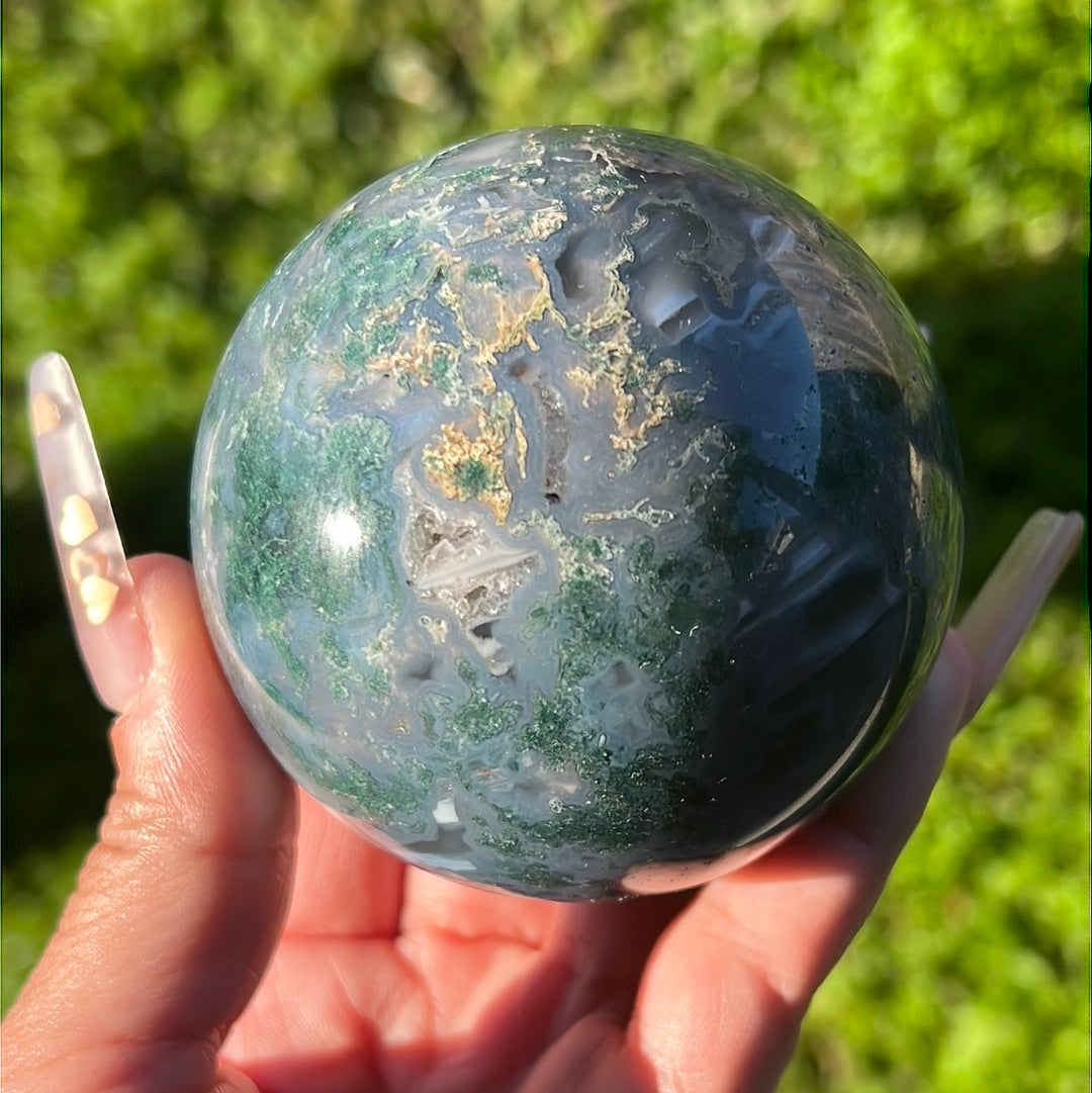 “Magical Marshlands” Moss Agate Sphere