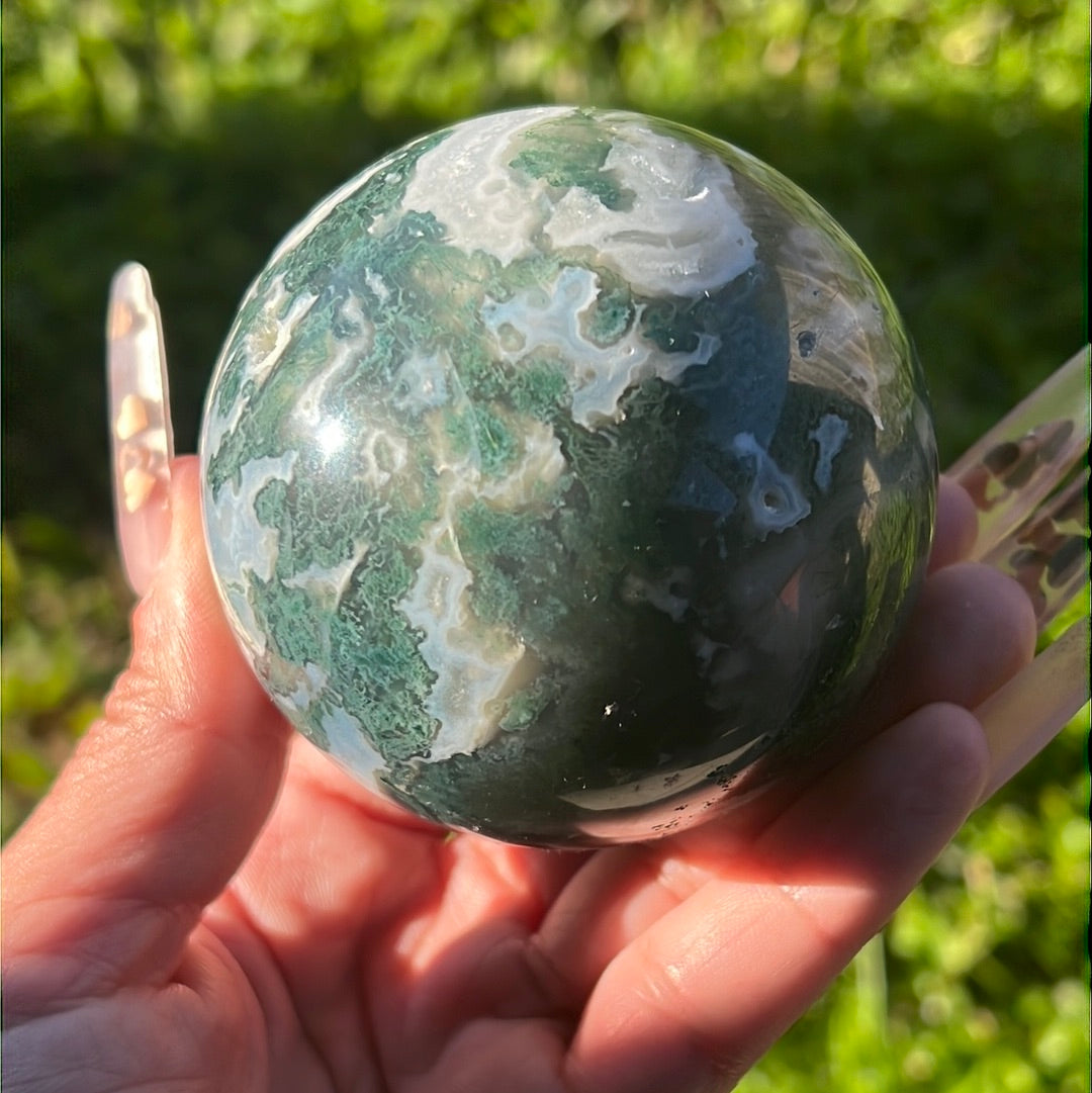 “Misty Garden” Moss Agate Sphere