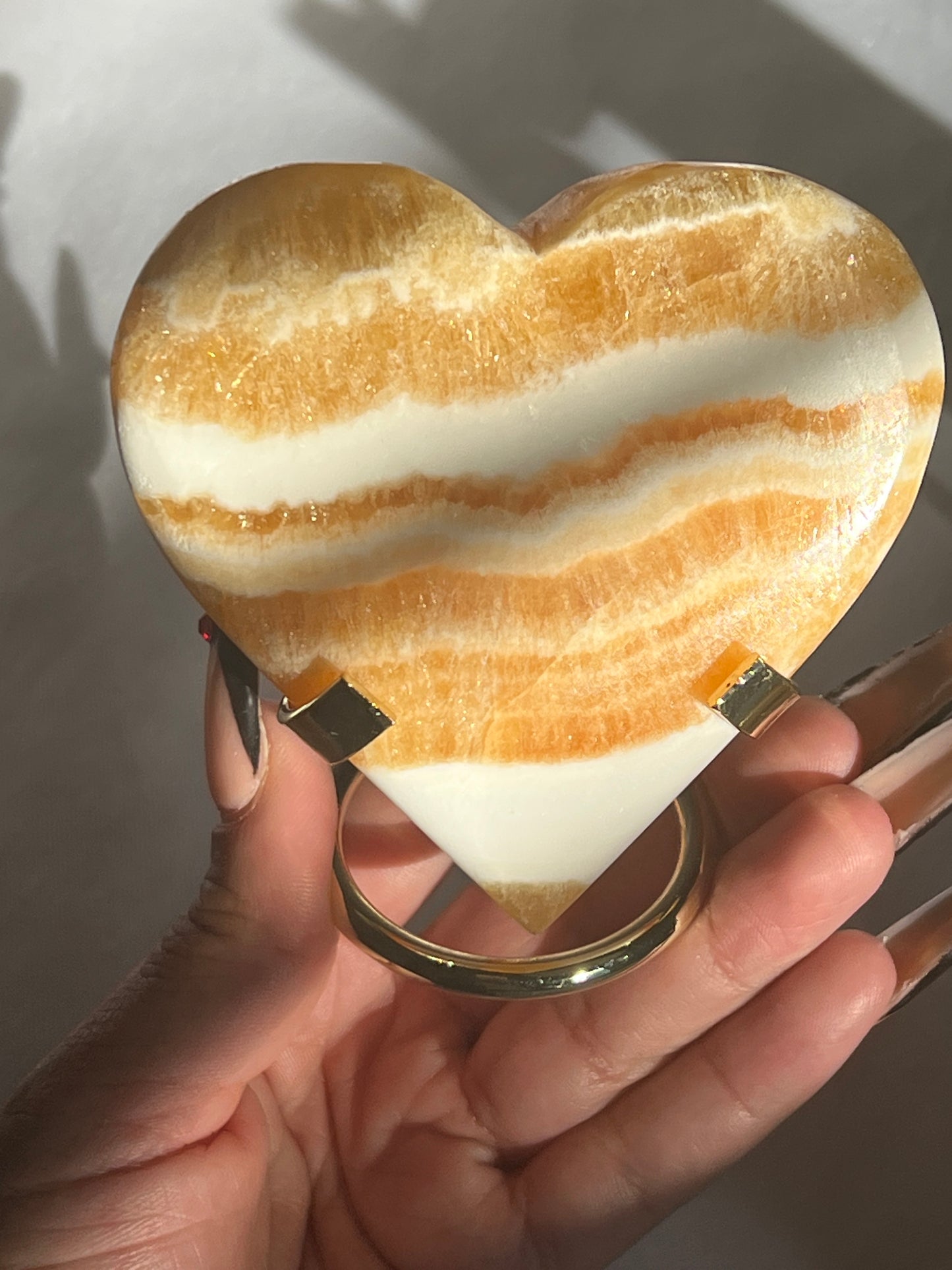 “Tangerine Tango” Orange Calcite Hearts