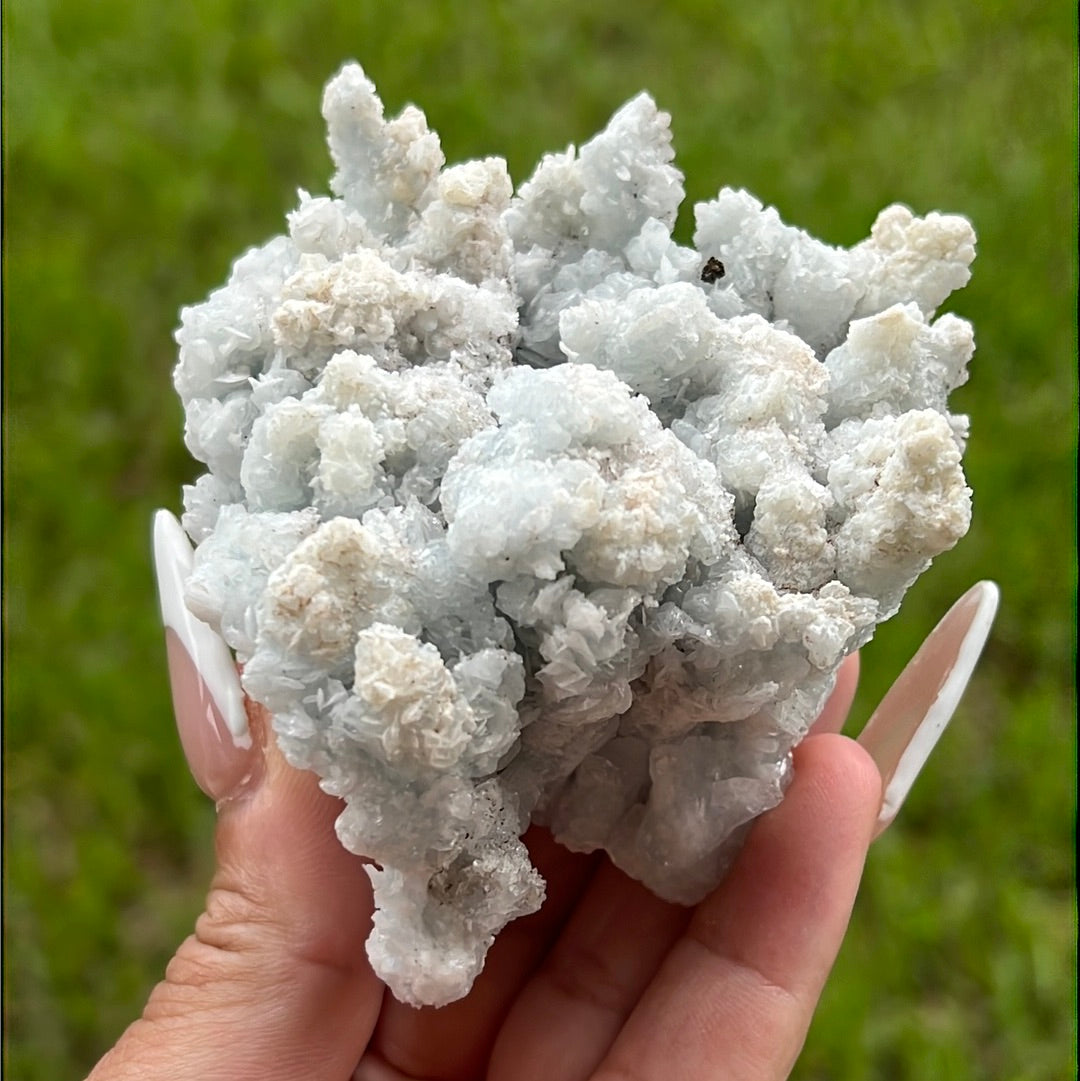 “Light Lace” Medium-Large Blue Aragonite Clusters