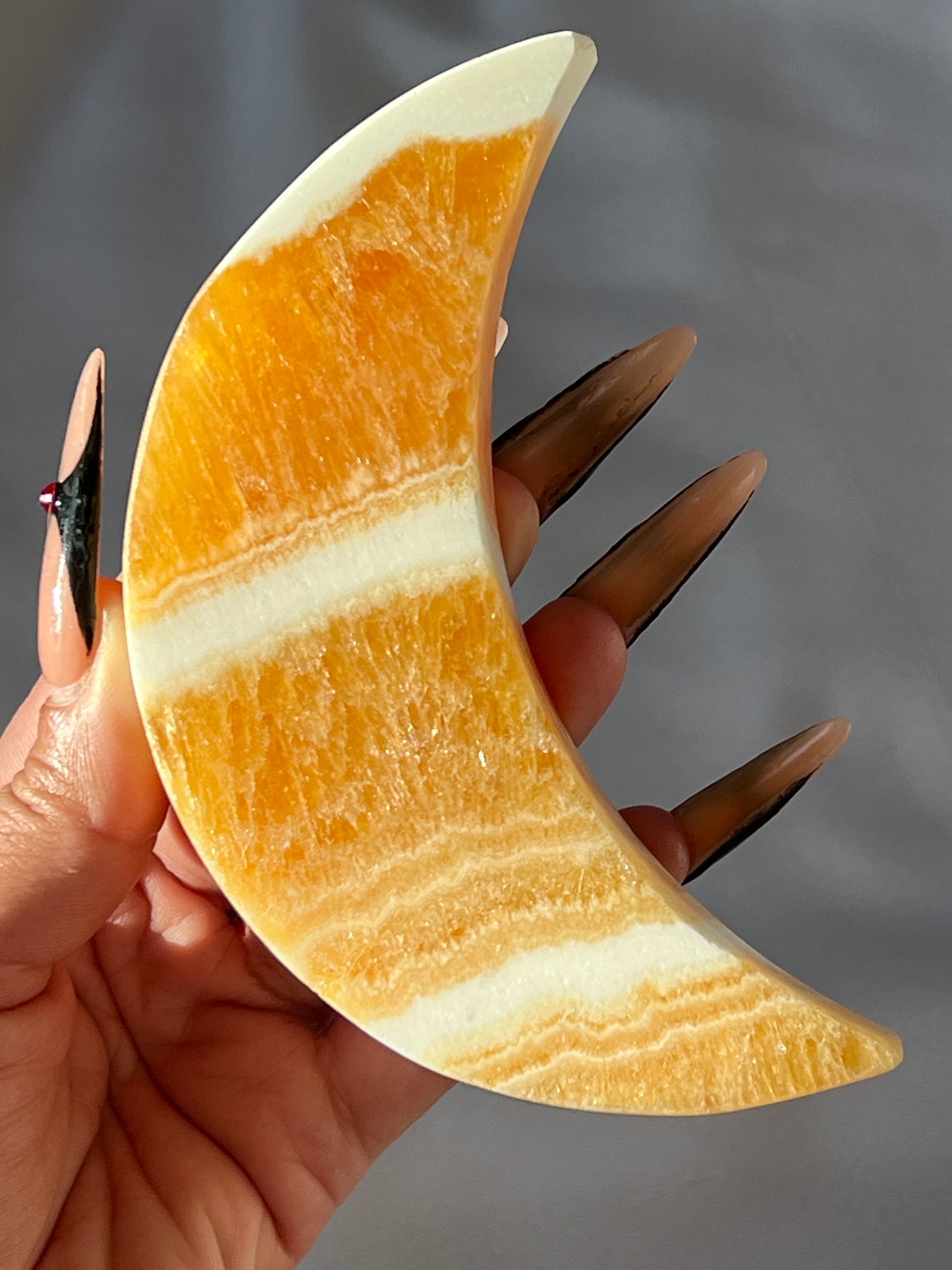 “Harvest Moon” Juicy Banded Orange Calcite Moons