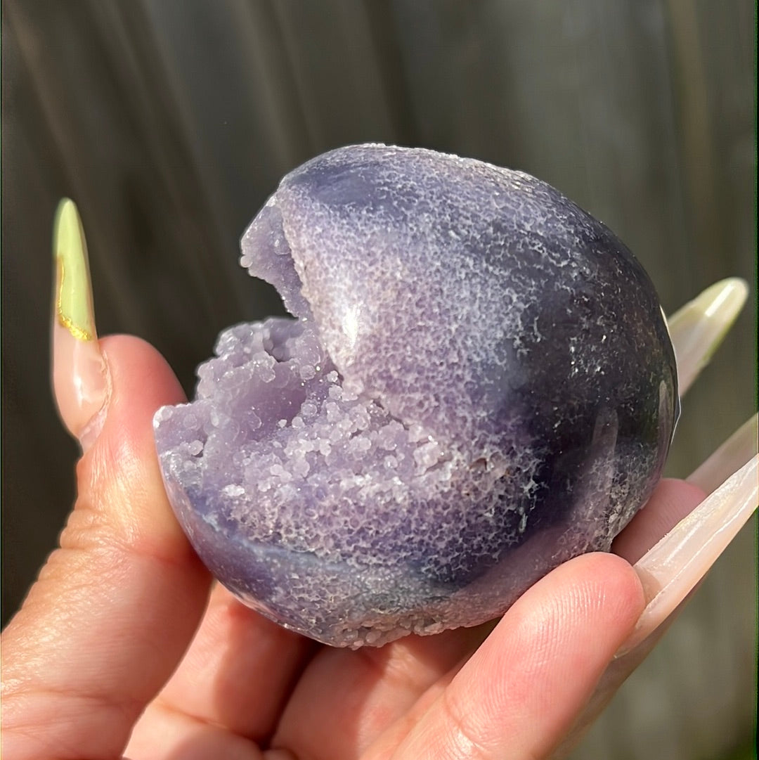 “Jellyfish Grotto” Grape Agate Sphere