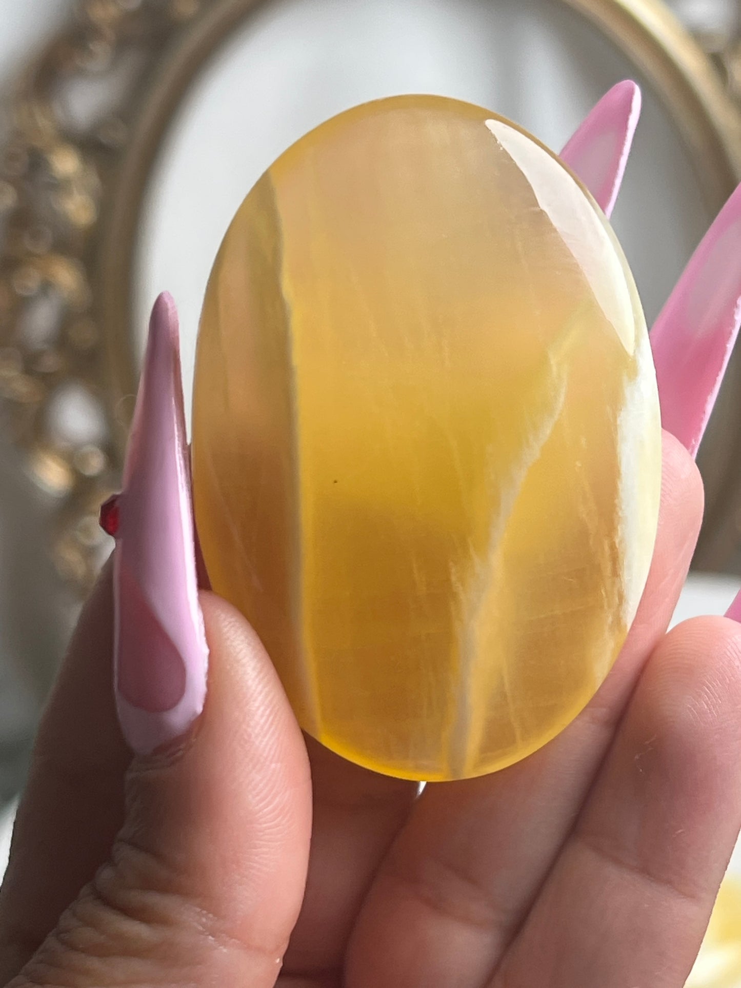 “Honeybee” Honeycomb Calcite Palm Stones from Utah