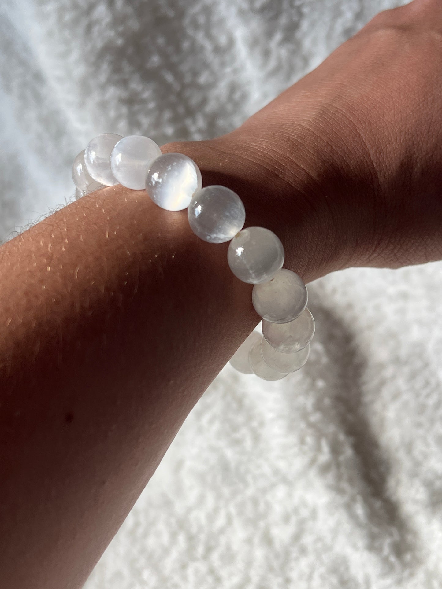 “So Refreshed” 12mm Satin Spar / Selenite Bracelets