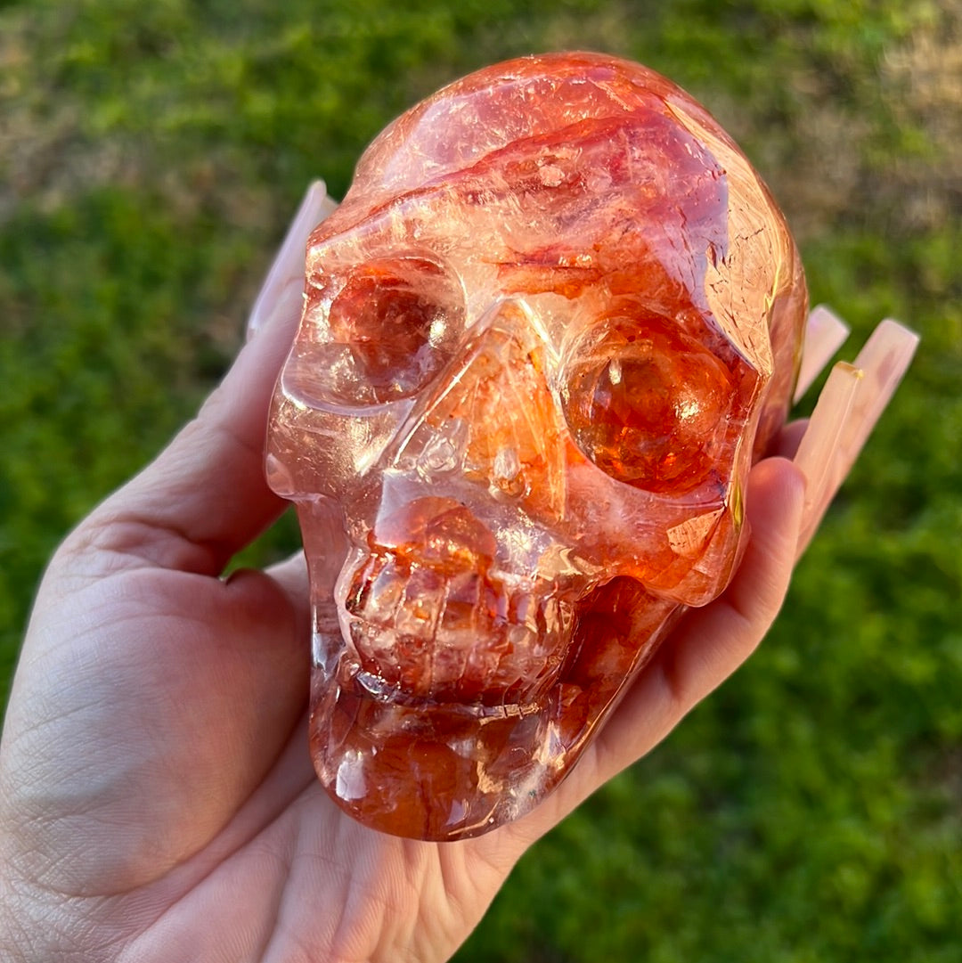 “Ignatius” Fire Quartz Skull