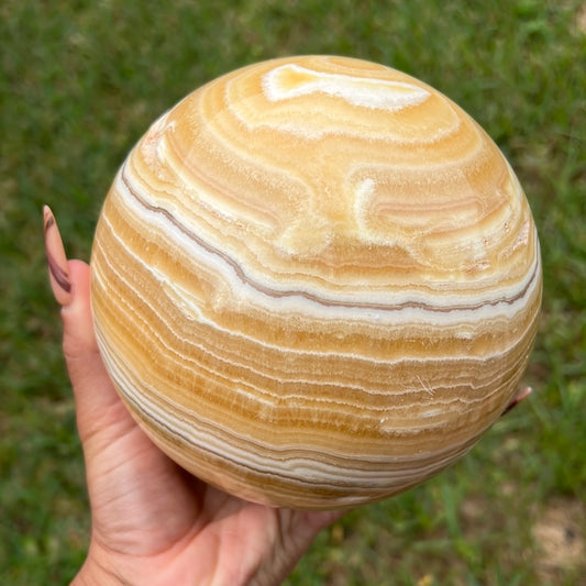 “Seasonal Winds” XL Banded Calcite Sphere