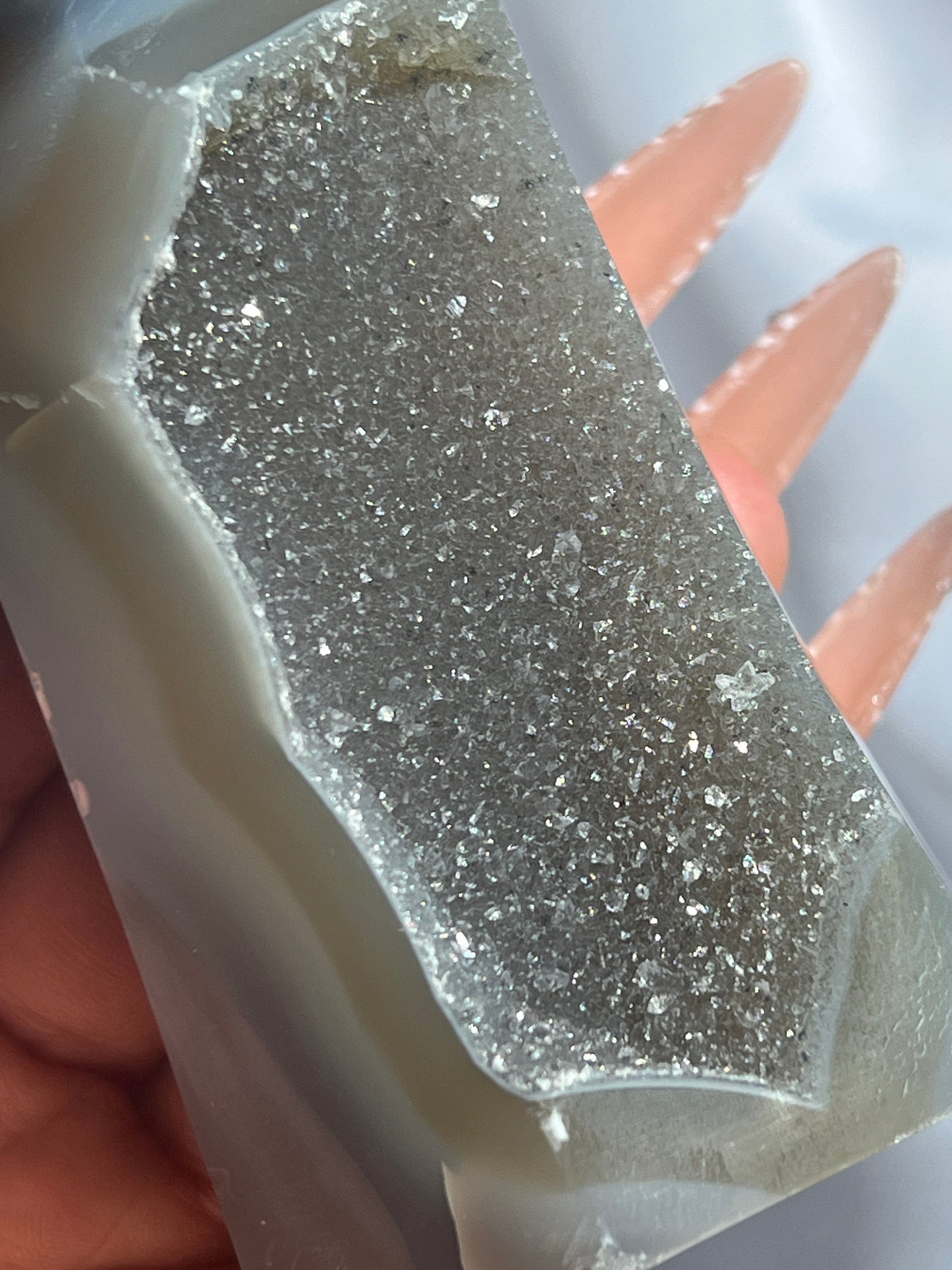 “Rainfall” Druzy Agate Tower