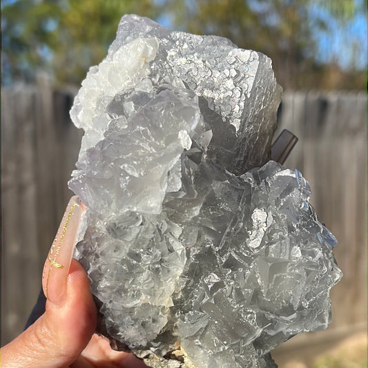 Etched Lavender Gray Xianghualing Fluorite Cluster ELGXF
