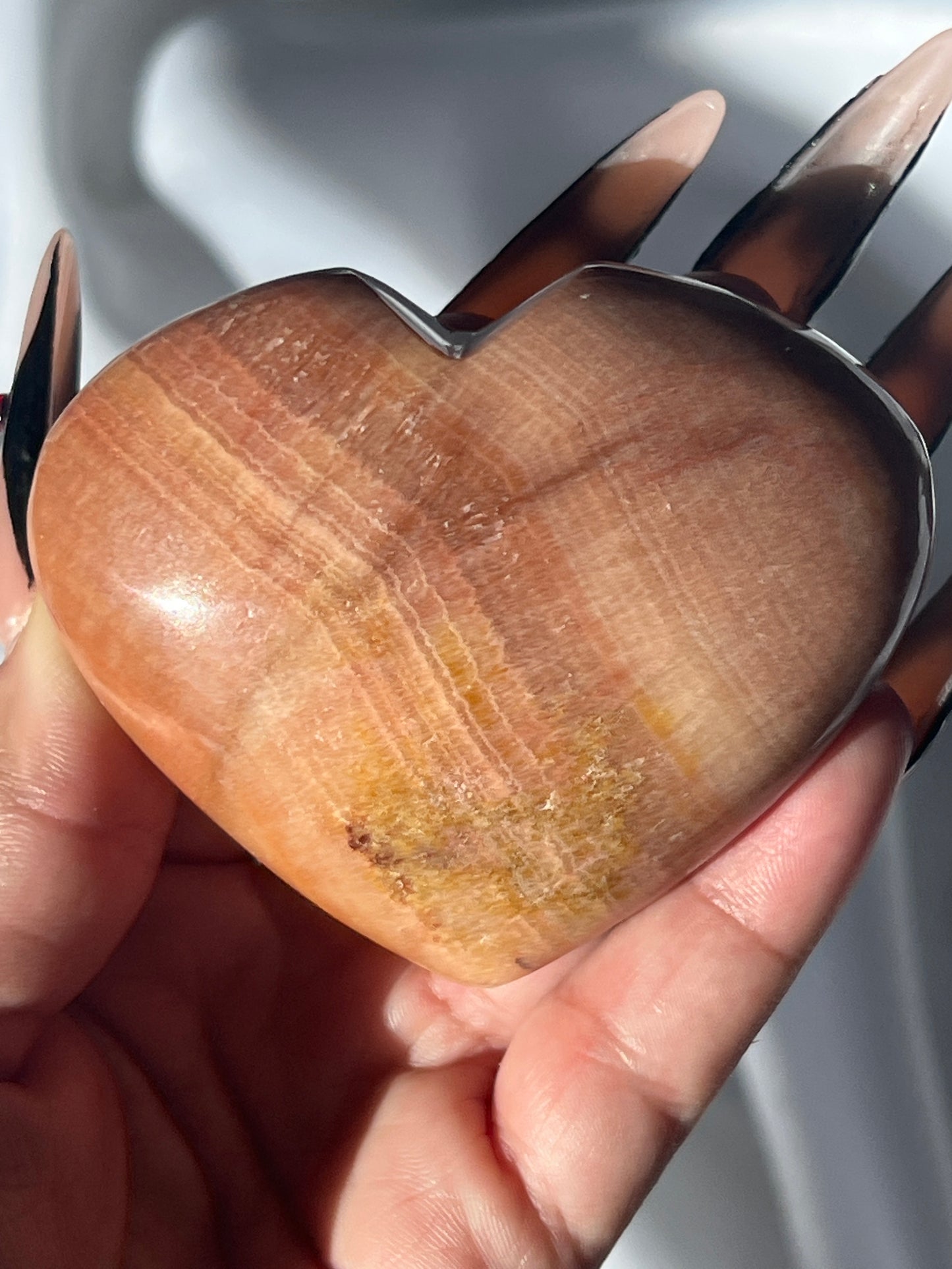 “Peachy Pie” Peach Calcite Hearts