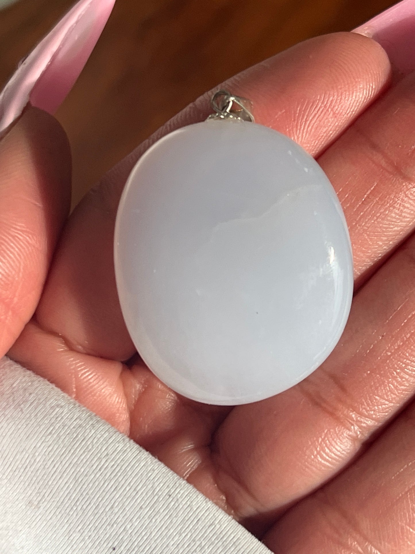 “Blueberry Milk” Blue Chalcedony Pendants