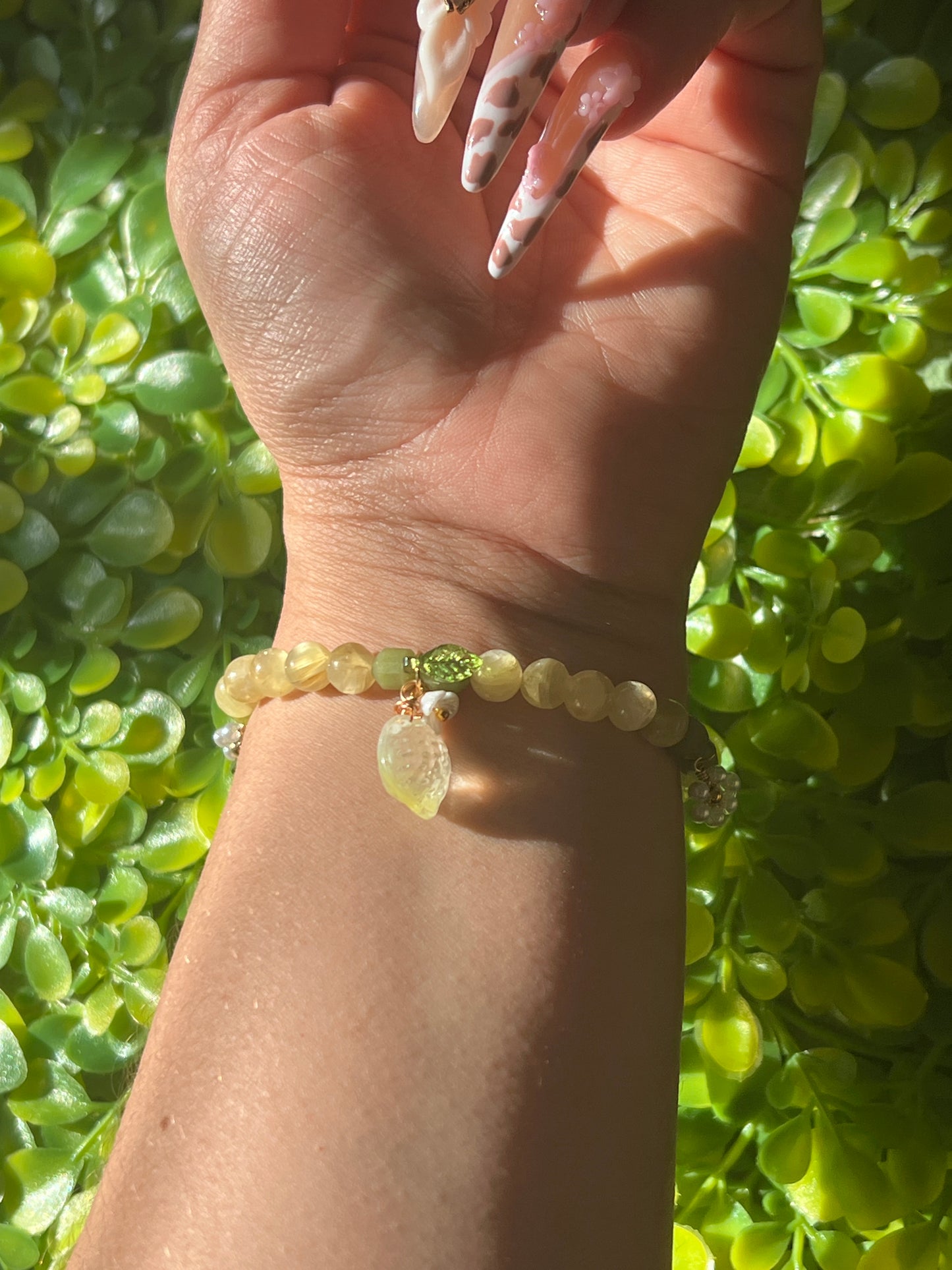 “Lemon Meringue” Golden Mica & Canadian Jade Bracelet