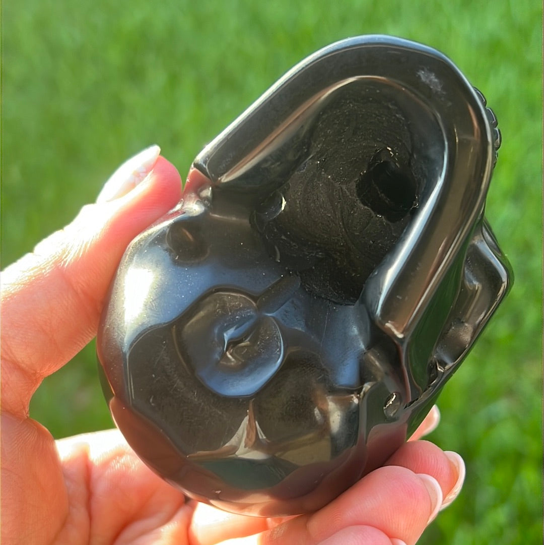 “Shield” Black Obsidian Skulls