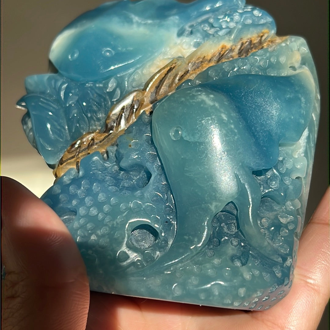 “Bougie in Blue” Blue Onyx Carvings