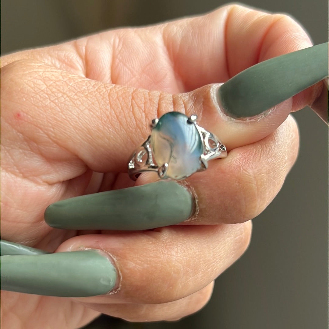 Non-Adjustable Moss Agate Rings