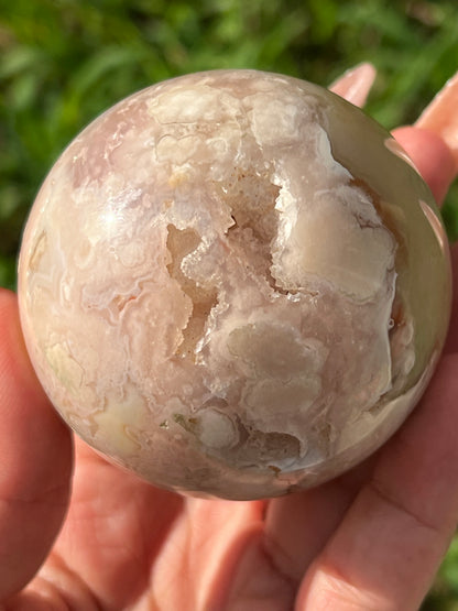 “Dream Flora” Pink Amethyst & Flower Agate Sphere