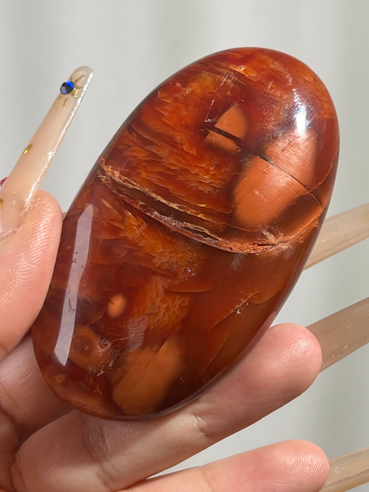 “Inferno” Carnelian Palm Stones