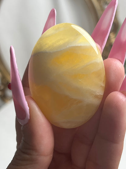 “Honeybee” Honeycomb Calcite Palm Stones from Utah