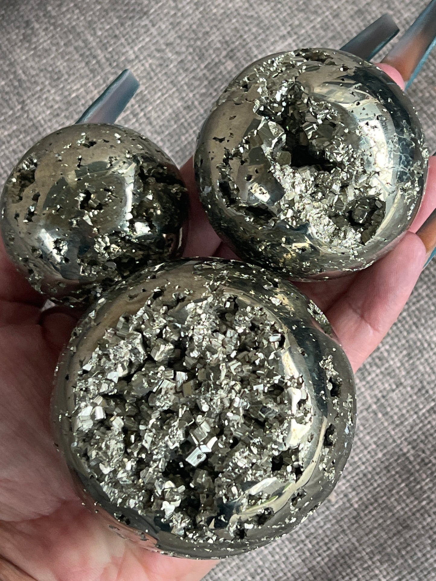 “Golden Glitter” Druzy Pyrite Spheres