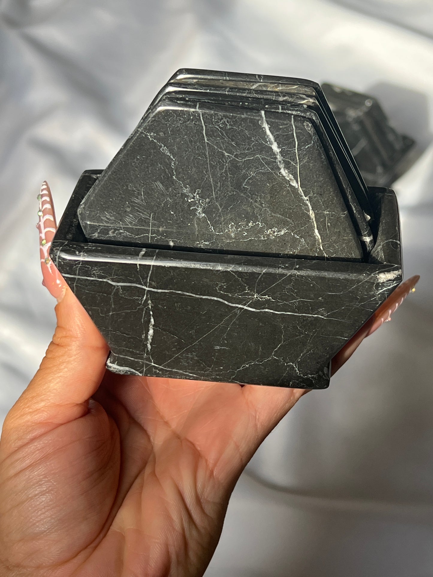 “Refined” Black Marble Coaster Sets