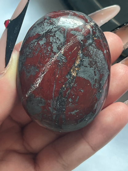 “Blood & Blade” Jaspilite Palm Stones