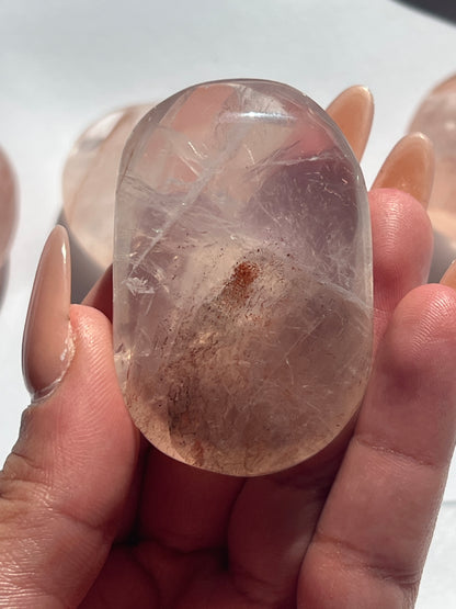“Love Spell” Rose Quartz & Fire Quartz Palm Stones