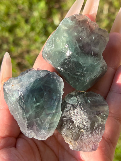 “Candied” Small-Medium Rough Rainbow Fluorite Chunks