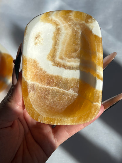 “Pumpkin Patch” Juicy Banded Orange Calcite Bowls