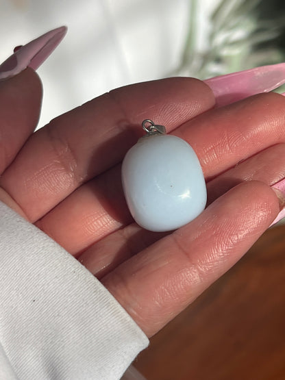 “Blueberry Milk” Blue Chalcedony Pendants