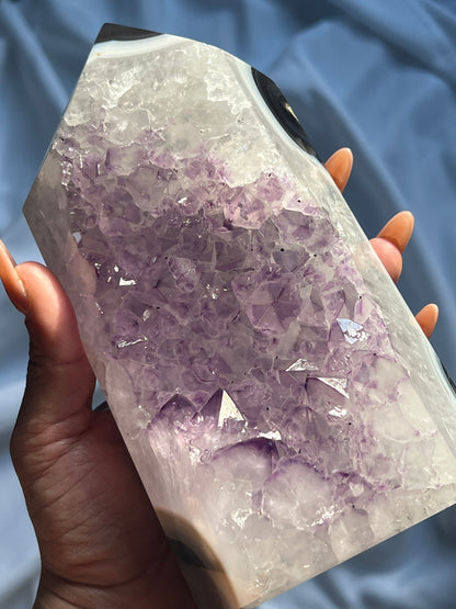 “Nightshade ” Black Agate & Amethyst Tower