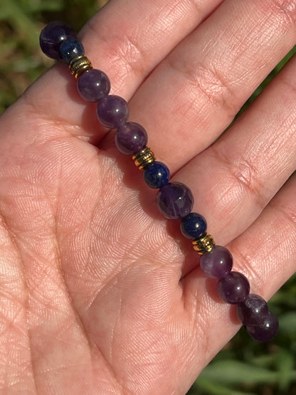 “Ursula’s Treasure” Amethyst & Lapis Lazuli Bracelet