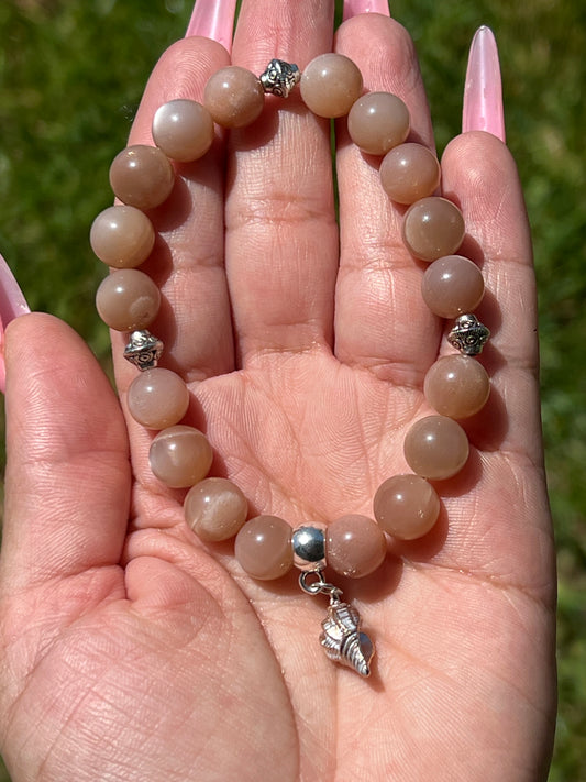 “Sand & Sea” Peach Moonstone Bracelet