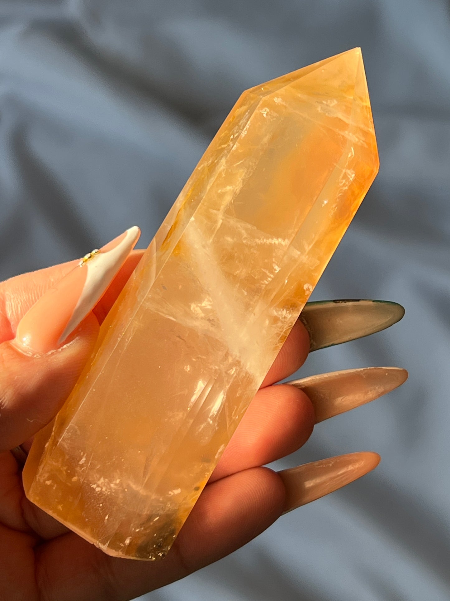 “Light of the Morn” Rose Quartz with Golden Healer Point