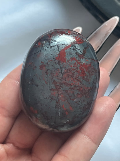 “Blood & Blade” Jaspilite Palm Stones