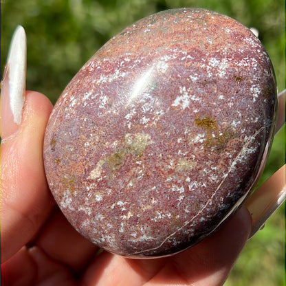 “Deep Blush” Pastel Jasper Palm Stone