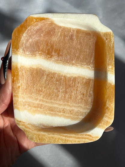 “Pumpkin Patch” Juicy Banded Orange Calcite Bowls