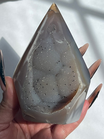 “Sorceress Spire” Dendritic Druzy Agate Cutbase