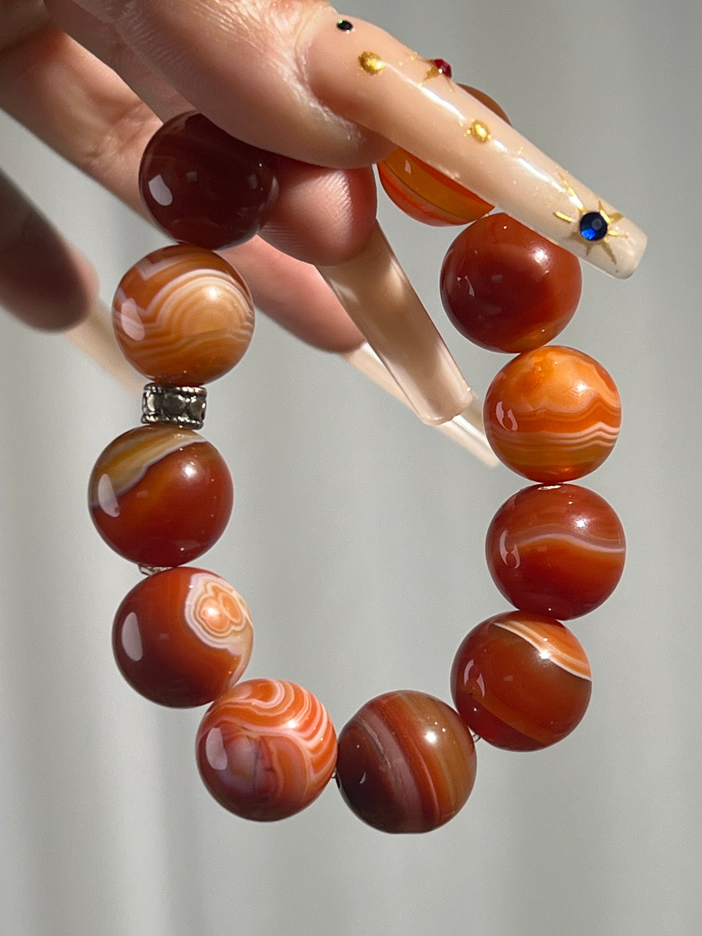 “Emblazoned” Jumbo Bead Carnelian Bracelets