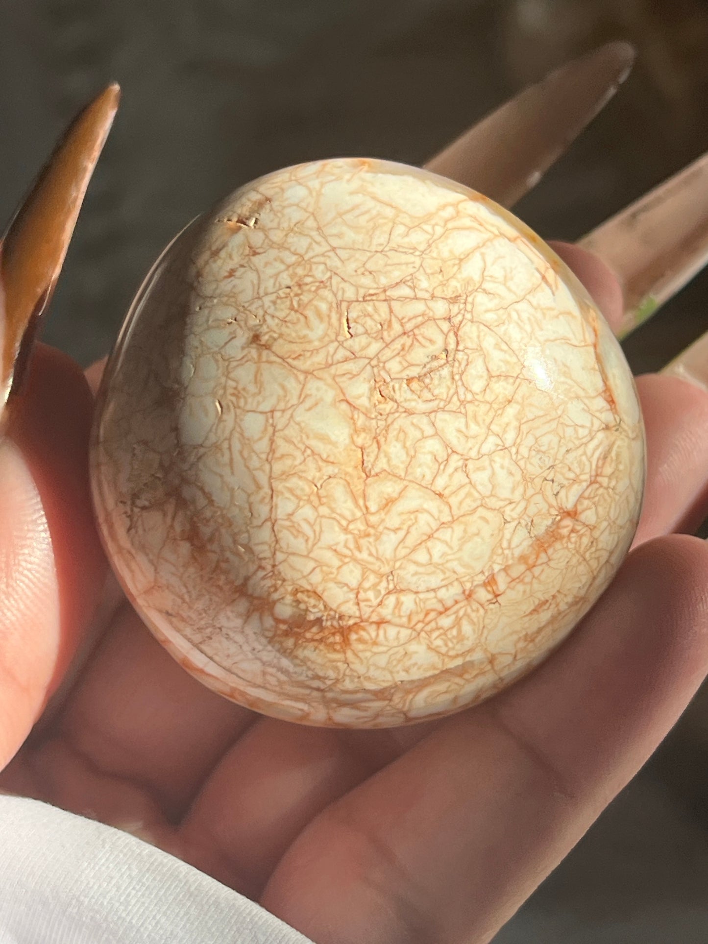 “Crunching Leaves” Carnelian & Agate Palm Stones