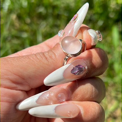 “Gemmy” Girasol Rose Quartz Ring