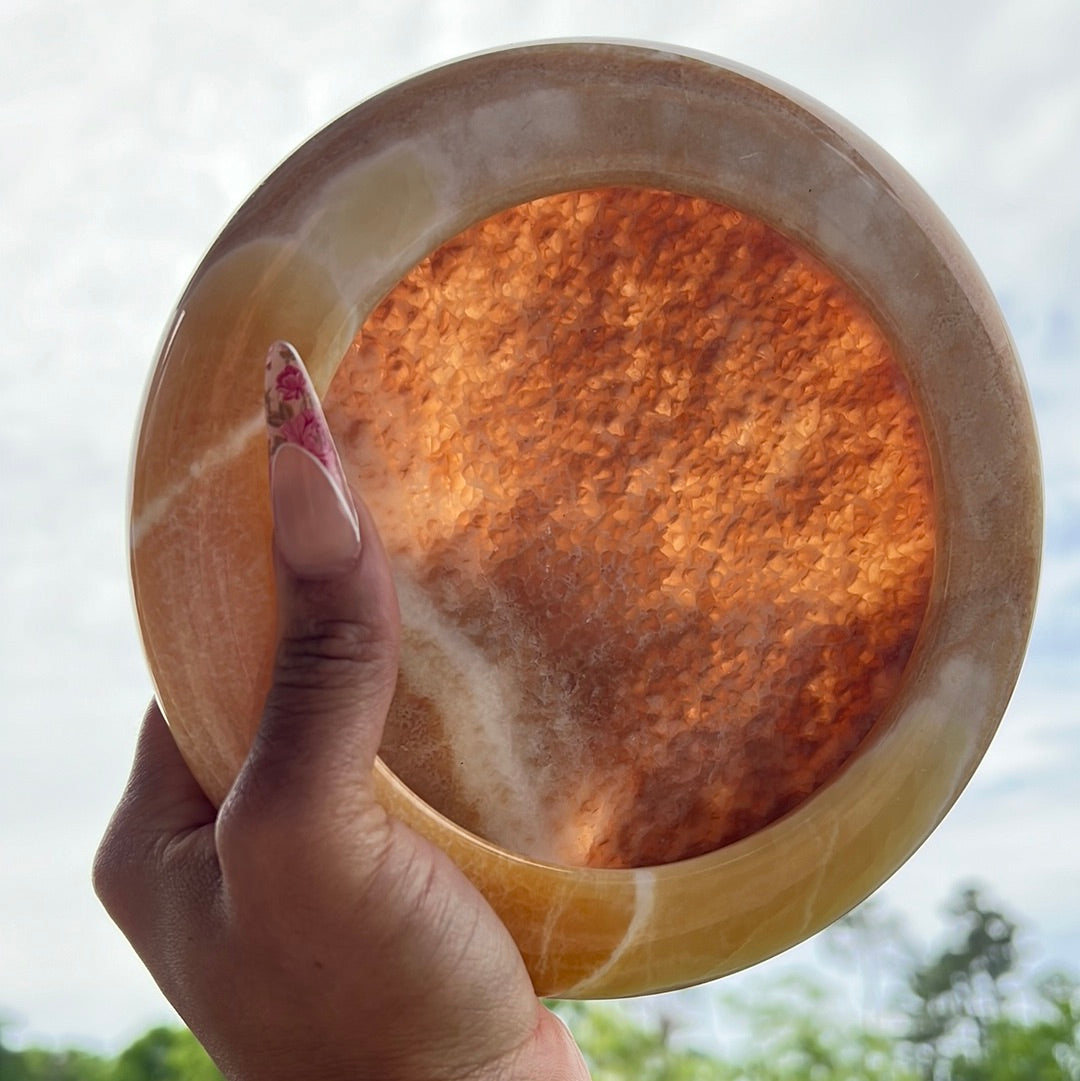“Sunburst” Orange Calcite Dish/Bowl