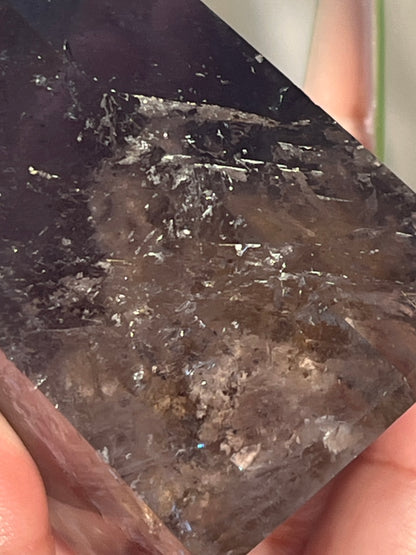 “Smoking Blades” Champagne Smoky Quartz Tower with Rutile & Lodolite