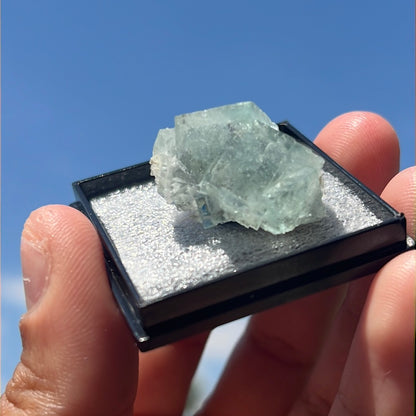 “Glassy Lake” Xianghualing Fluorite Twinned Cubes Cluster