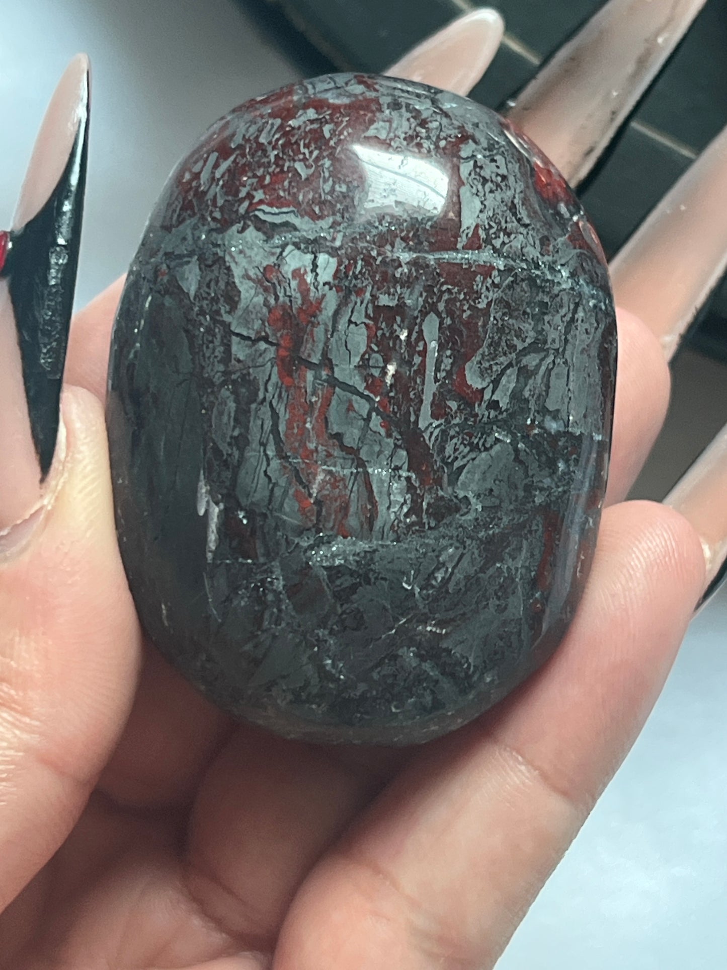 “Blood & Blade” Jaspilite Palm Stones